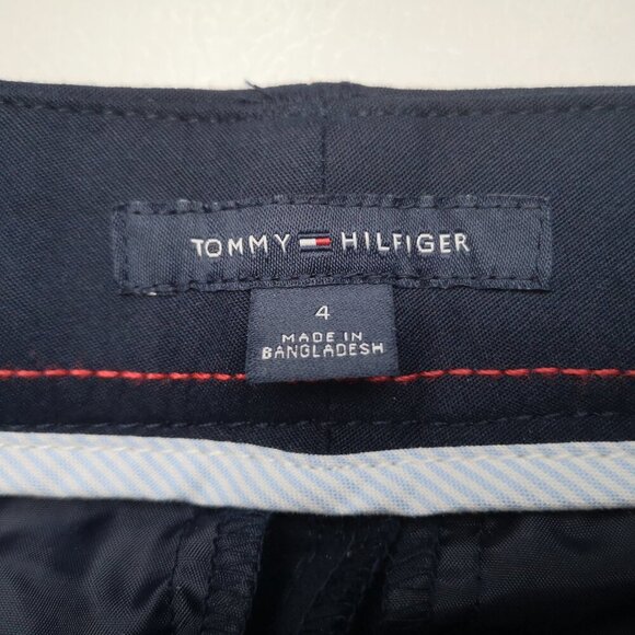 Tommy Hilfiger Ladies Size 4 Navy Stretch Slim Crop Pants with Belt - Picture 3 of 9